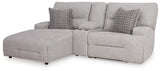 Acklen Place Pewter Performance Fabric,Next-Gen Nuvella™ 3-Piece Power Reclining Sectional Sofa with Chaise