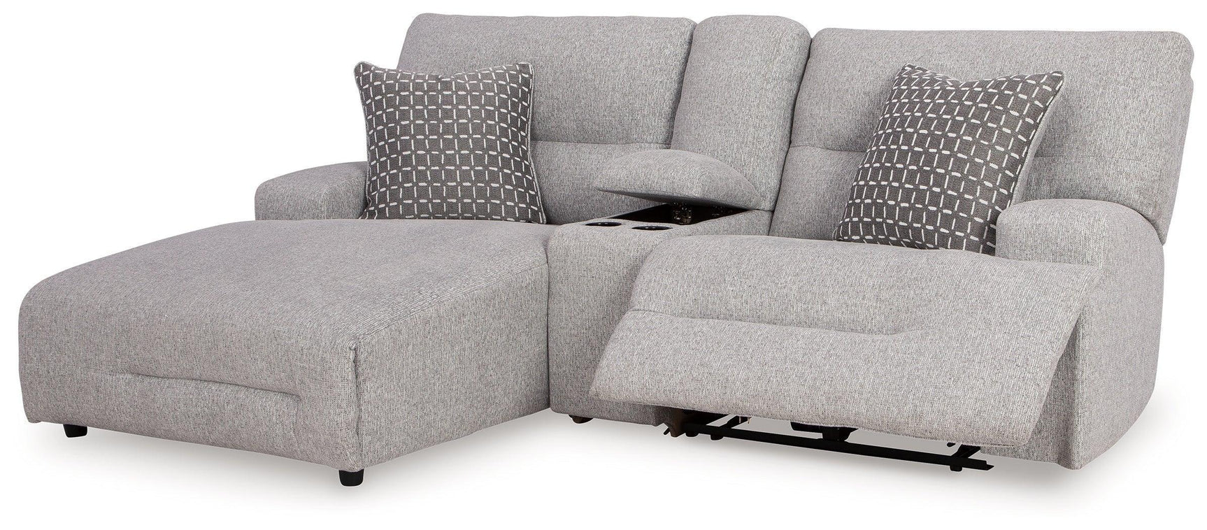 Acklen Place Pewter Performance Fabric,Next-Gen Nuvella™ 3-Piece Power Reclining Sectional Sofa with Chaise