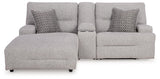 Acklen Place Pewter Performance Fabric,Next-Gen Nuvella™ 3-Piece Power Reclining Sectional Sofa with Chaise