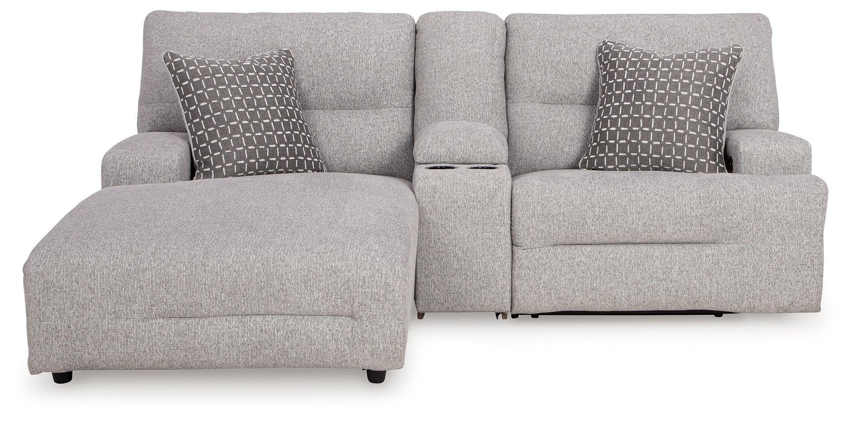 Acklen Place Pewter Performance Fabric,Next-Gen Nuvella™ 3-Piece Power Reclining Sectional Sofa with Chaise