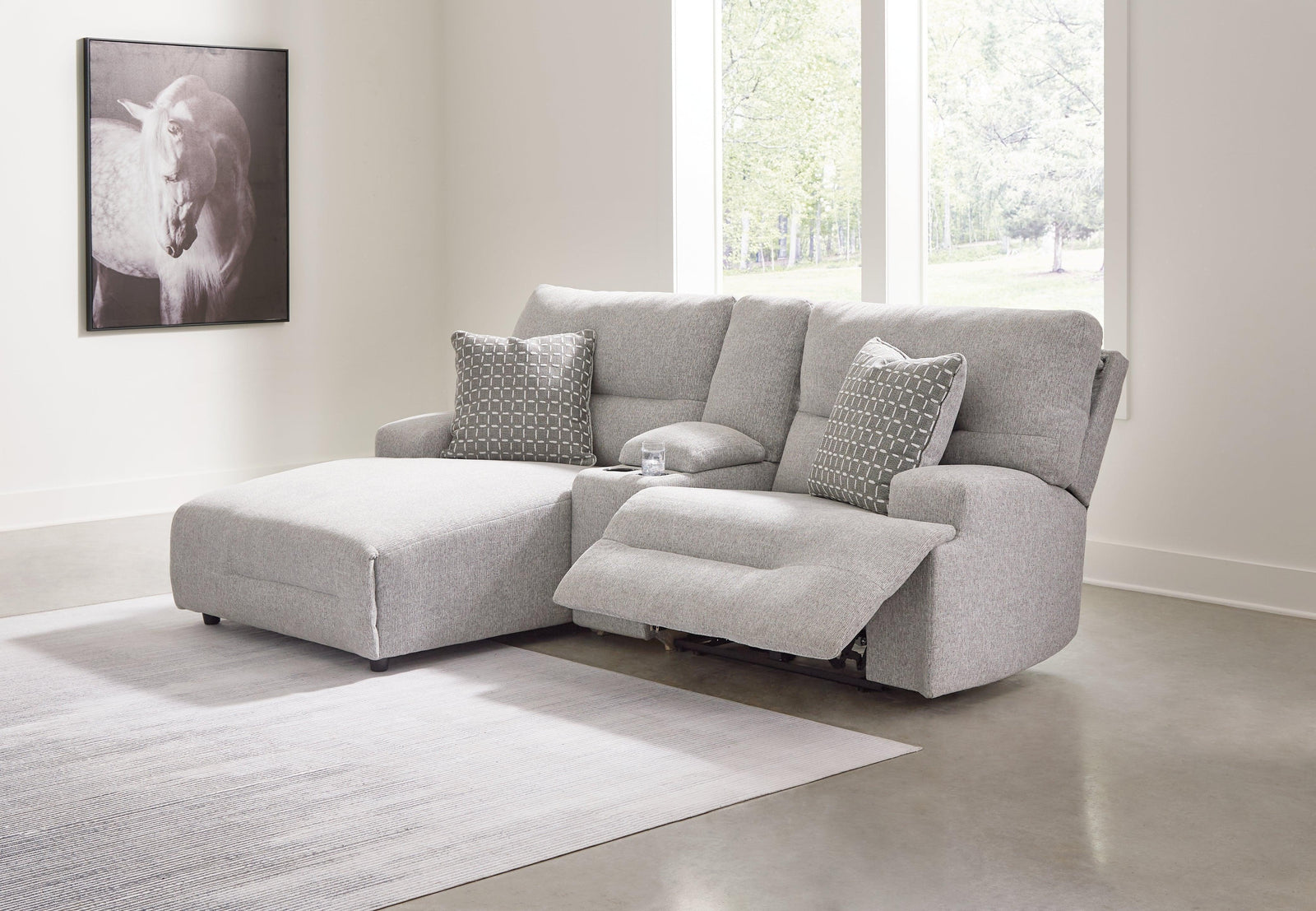 Acklen Place Pewter Performance Fabric,Next-Gen Nuvella™ 3-Piece Power Reclining Sectional Sofa with Chaise