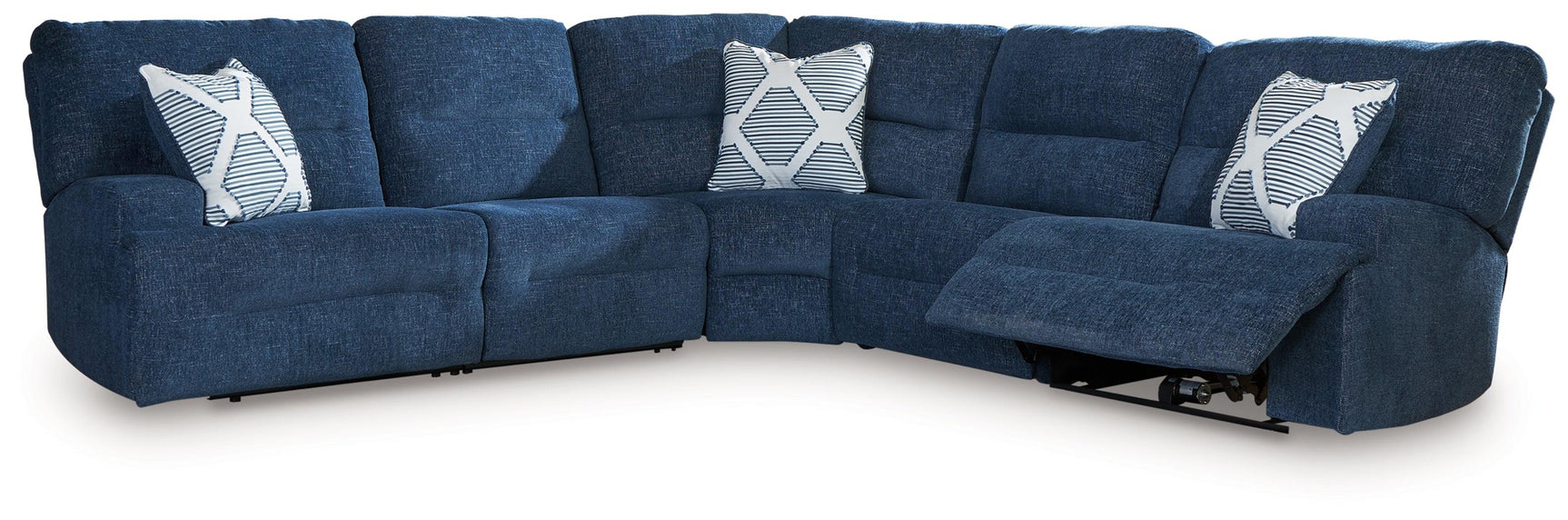 Acklen Place Navy Performance Fabric,Next-Gen Nuvella™ 5-Piece Power Reclining Sectional