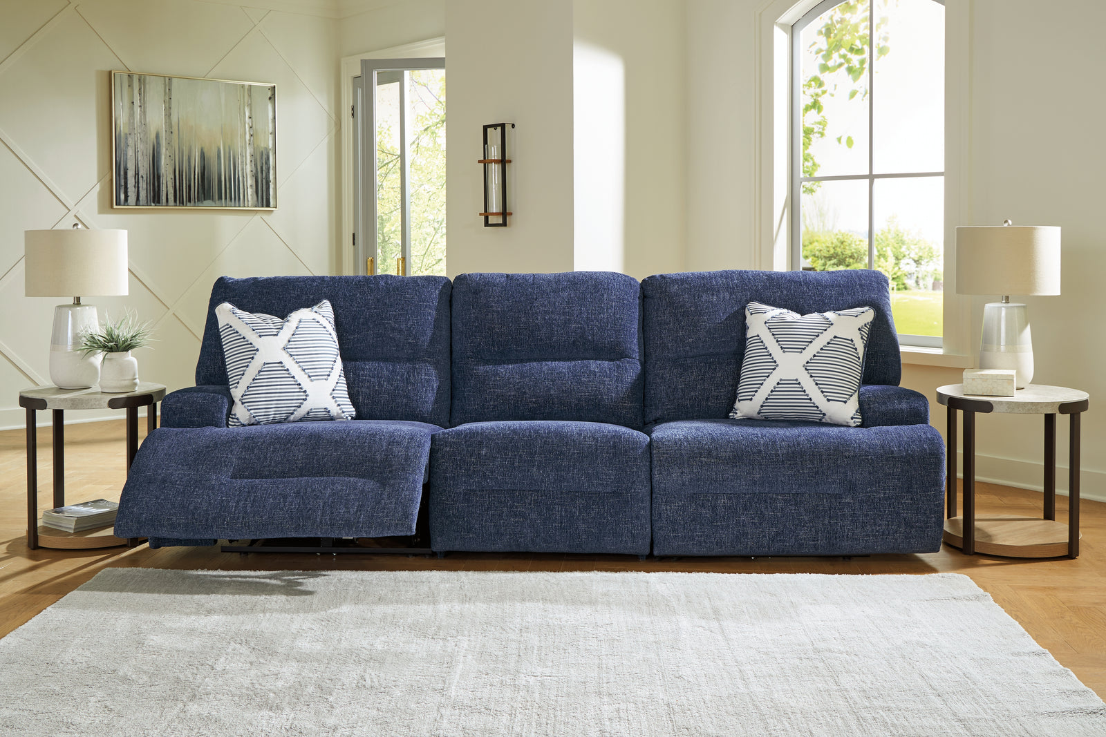 Acklen Place Navy 3-Piece Power Reclining Sectional Sofa