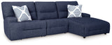 Acklen Place Navy Performance Fabric,Next-Gen Nuvella™ 3-Piece Power Reclining Sectional