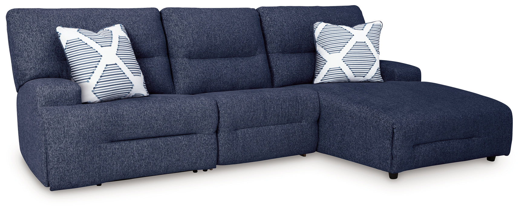 Acklen Place Navy Performance Fabric,Next-Gen Nuvella™ 3-Piece Power Reclining Sectional
