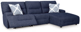Acklen Place Navy Performance Fabric,Next-Gen Nuvella™ 3-Piece Power Reclining Sectional