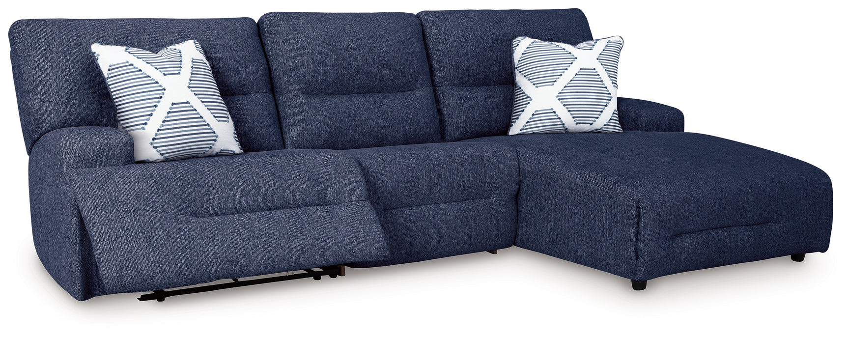 Acklen Place Navy Performance Fabric,Next-Gen Nuvella™ 3-Piece Power Reclining Sectional