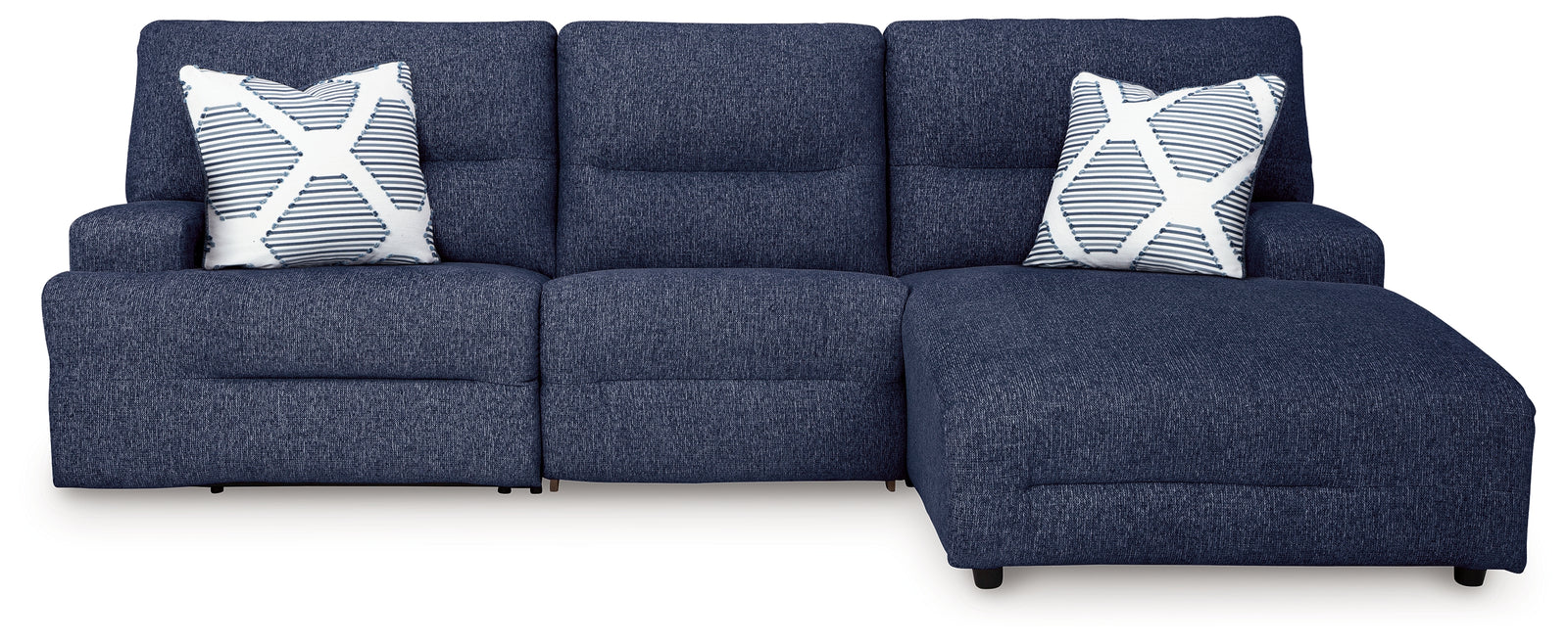 Acklen Place Navy Performance Fabric,Next-Gen Nuvella™ 3-Piece Power Reclining Sectional