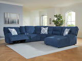 Acklen Place Navy Performance Fabric,Next-Gen Nuvella™ 6-Piece Power Reclining Sectional with Chaise