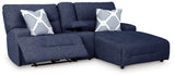 Acklen Place Navy Performance Fabric,Next-Gen Nuvella™ 3-Piece Power Reclining Sectional Sofa with Chaise