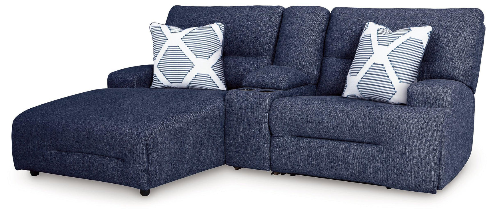 Acklen Place Navy Performance Fabric,Next-Gen Nuvella™ 3-Piece Power Reclining Sectional Sofa with Chaise