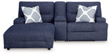 Acklen Place Navy Performance Fabric,Next-Gen Nuvella™ 3-Piece Power Reclining Sectional Sofa with Chaise