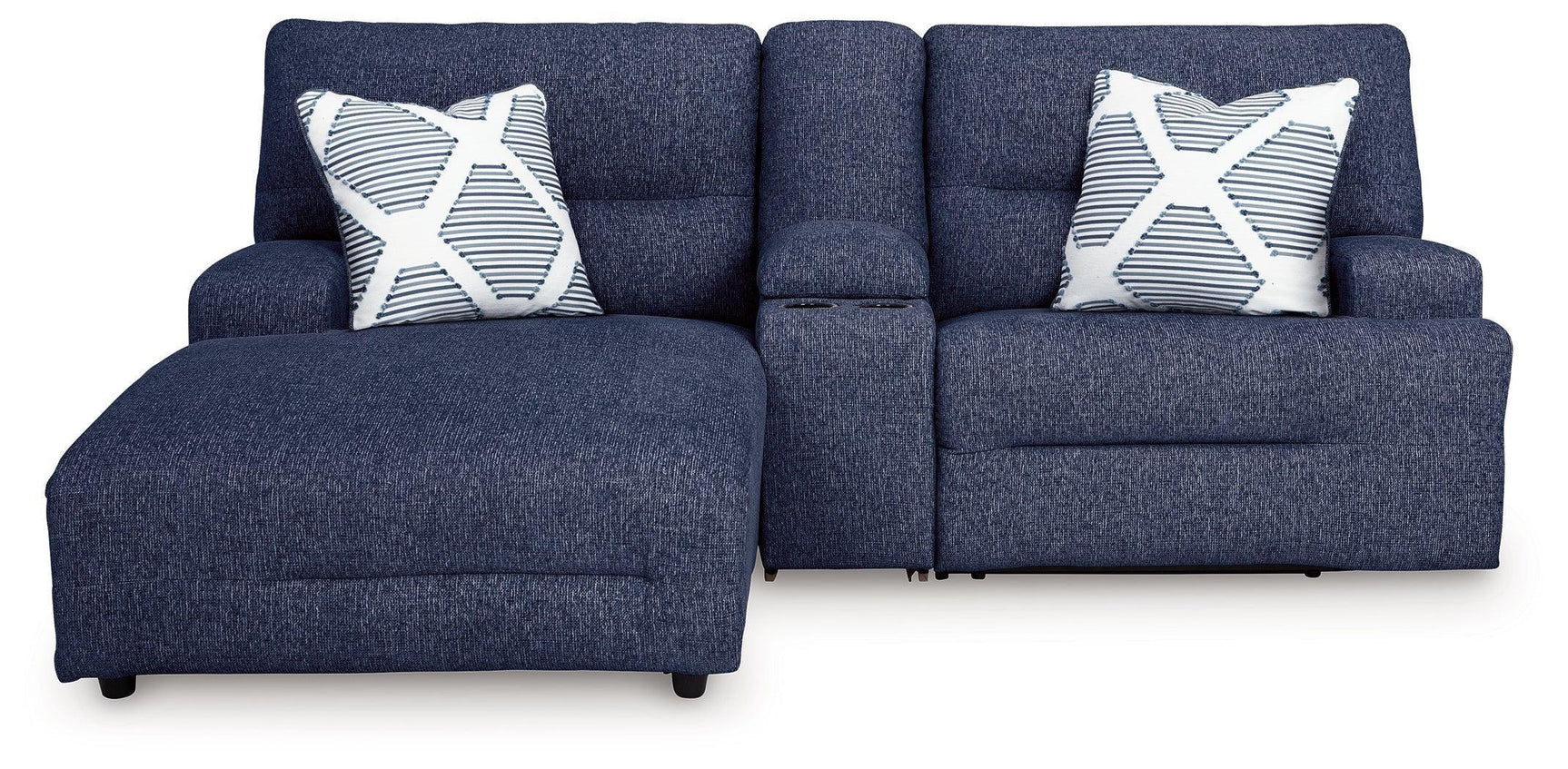 Acklen Place Navy Performance Fabric,Next-Gen Nuvella™ 3-Piece Power Reclining Sectional Sofa with Chaise