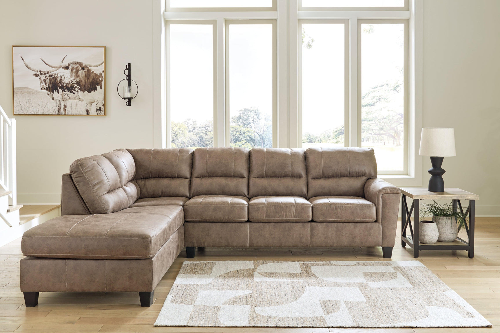 Navi Fossil Faux Leather 2-Piece Sectional Sofa Chaise