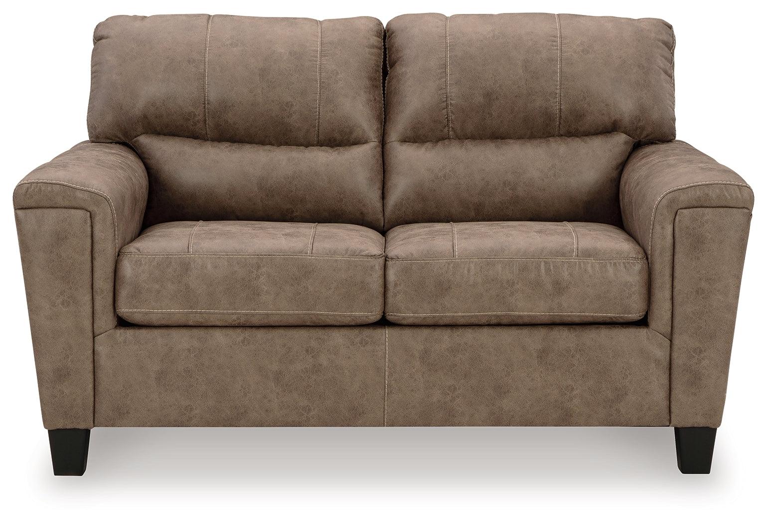 Navi Fossil Faux Leather Loveseat - Ella Furniture