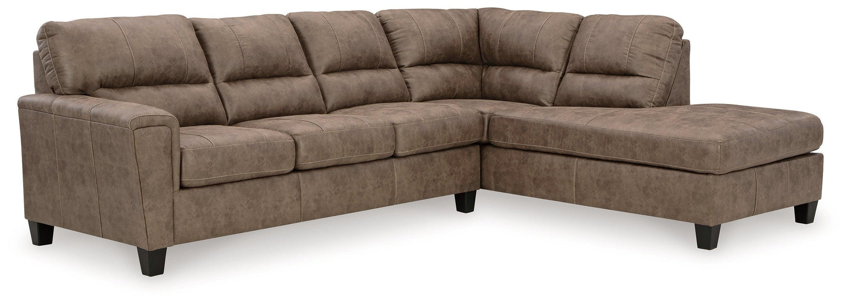 Navi Fossil Faux Leather 2-Piece Sectional Sofa Sleeper Chaise