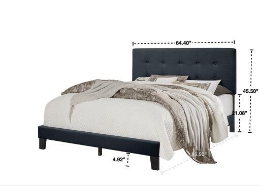 Nini Charcoal Upholstered Platform Queen Bed