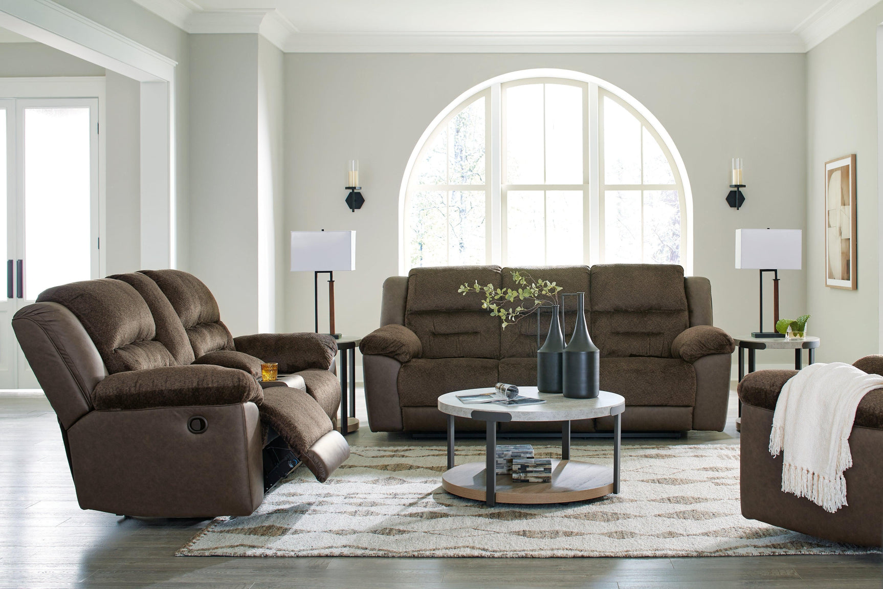 Dorman Chocolate Sofa, Loveseat and Recliner