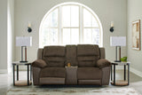 Dorman Chocolate Microfiber Reclining Loveseat with Console