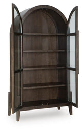 Benhall Dark Brown Accent Cabinet — angled view