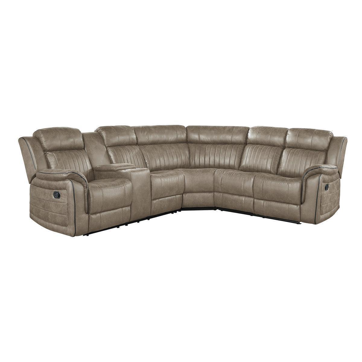 Centeroak Sandy Brown 3-Piece Reclining Sectional with Left Console