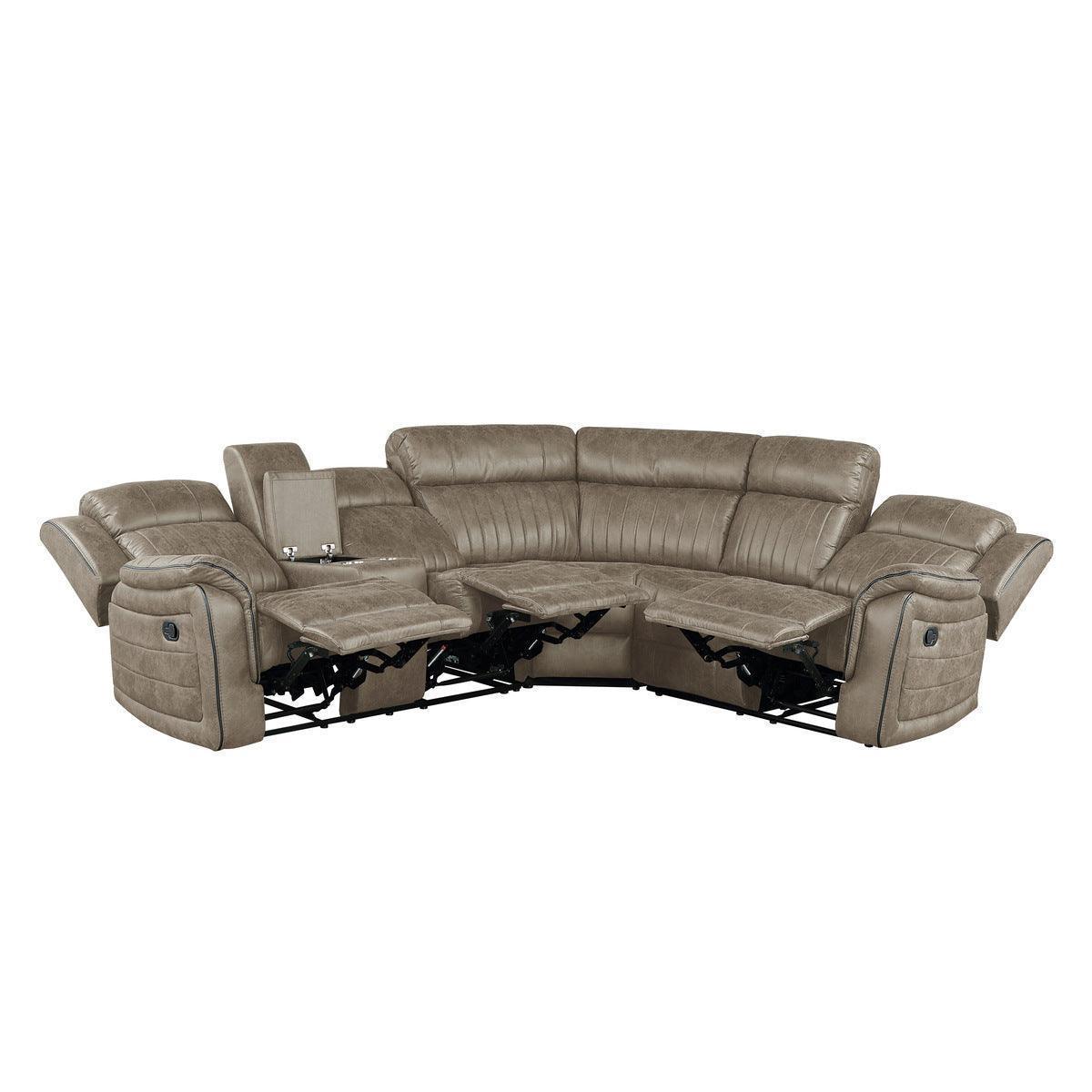 Centeroak Sandy Brown 3-Piece Reclining Sectional with Left Console