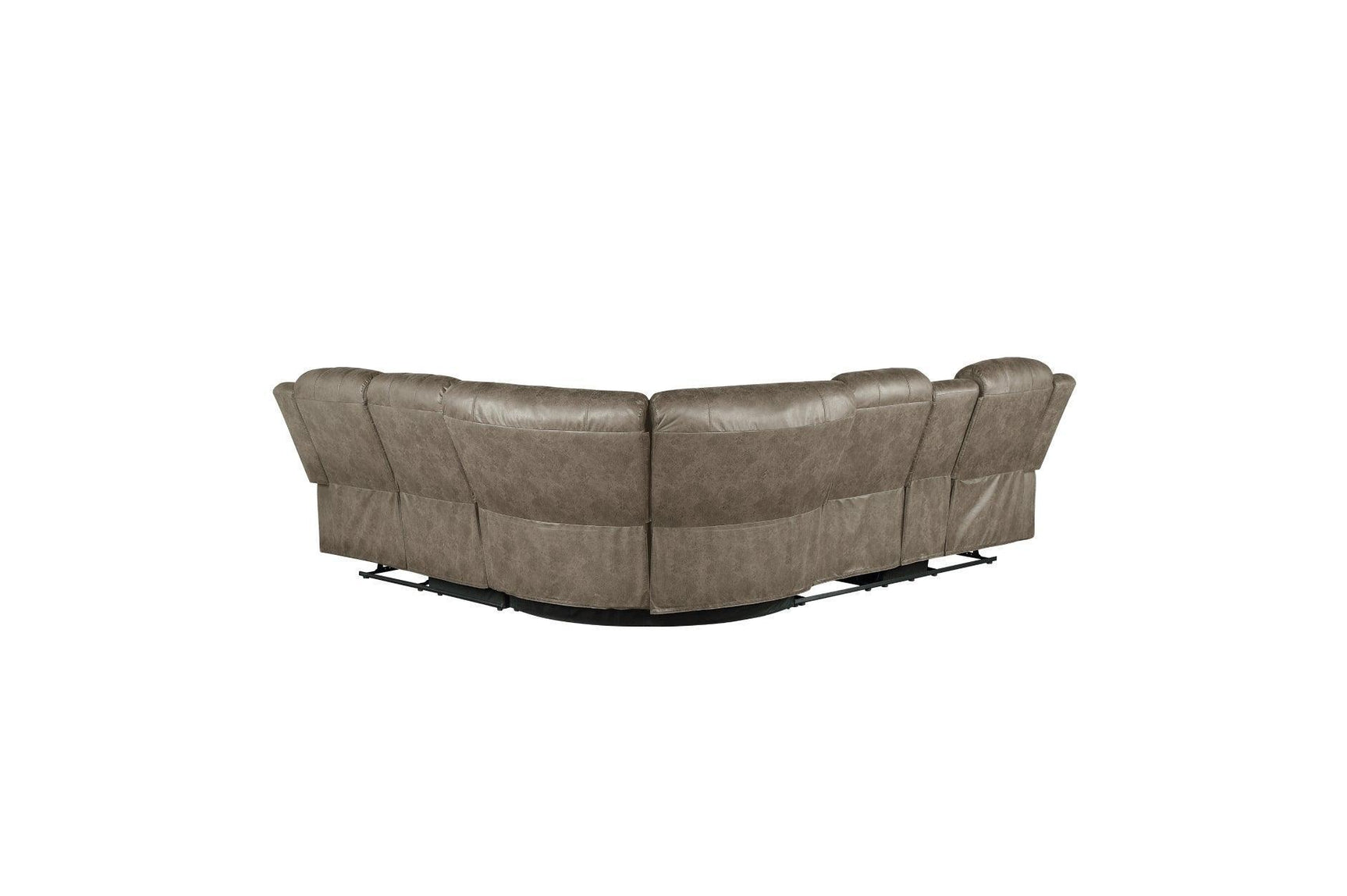 Centeroak Brown Gray Faux Leather Reclining Sectional