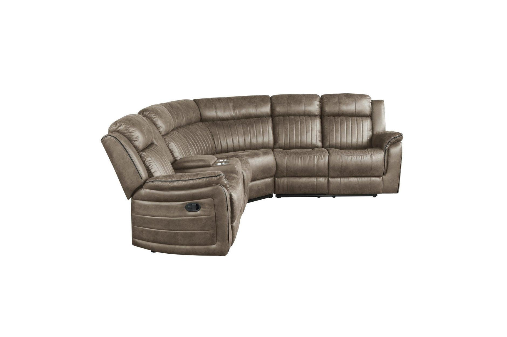 Centeroak Brown Gray Faux Leather Reclining Sectional