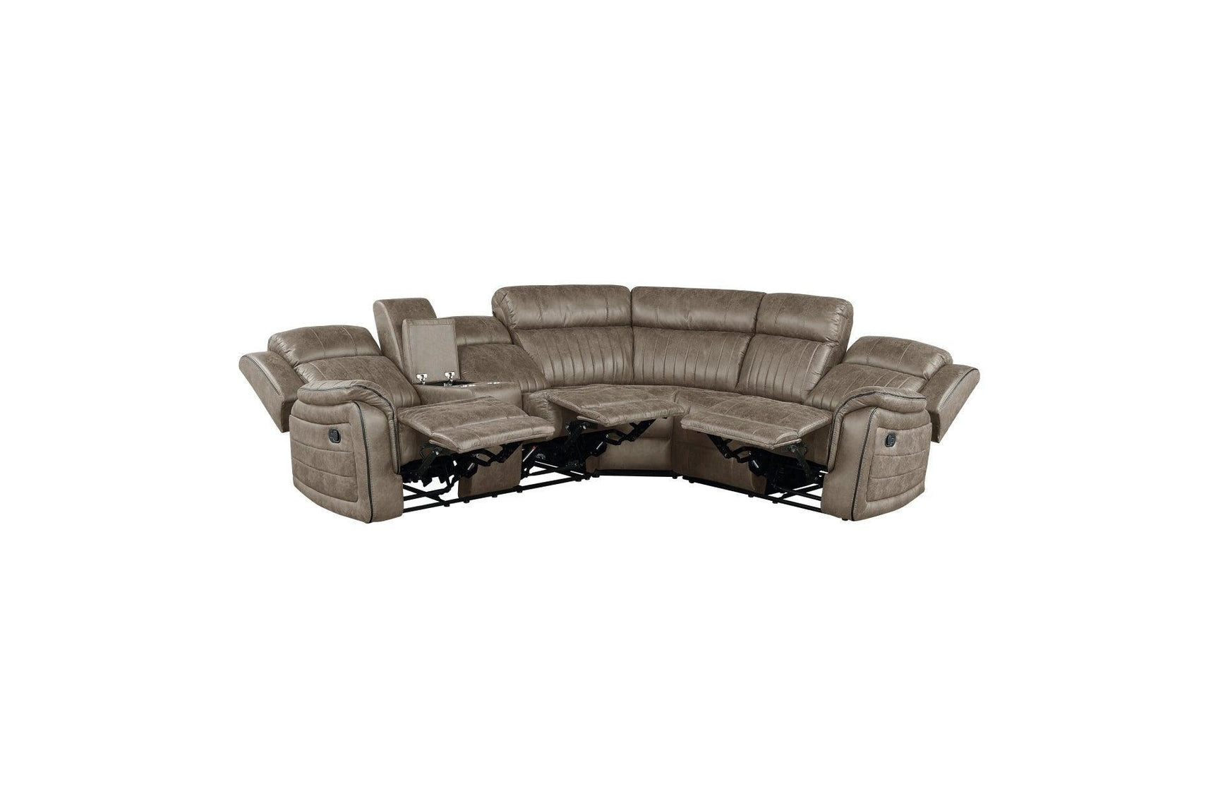 Centeroak Brown Gray Faux Leather Reclining Sectional