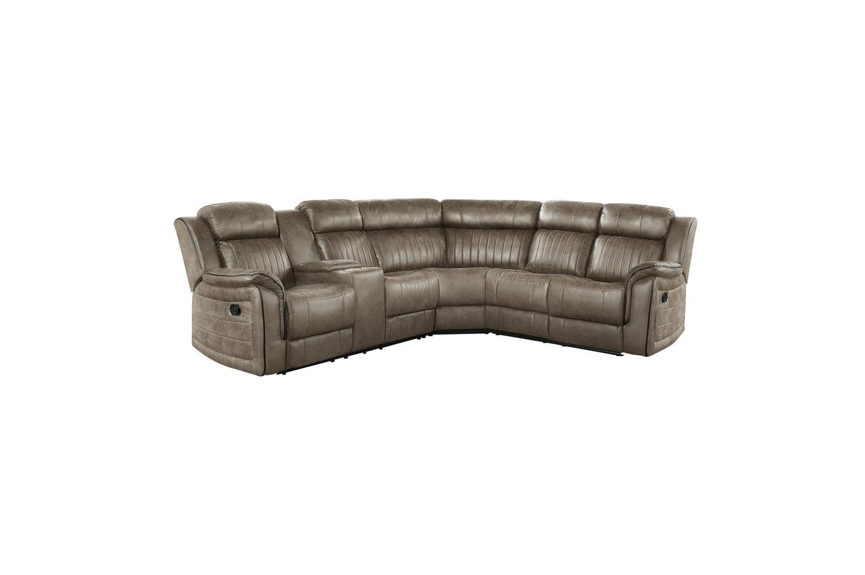 Centeroak Brown Gray Faux Leather Reclining Sectional