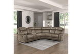 Centeroak Brown Gray Faux Leather Reclining Sectional
