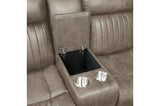 Centeroak Brown Gray Faux Leather Reclining Sectional