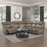 Centeroak Sandy Brown 3-Piece Reclining Sectional with Left Console