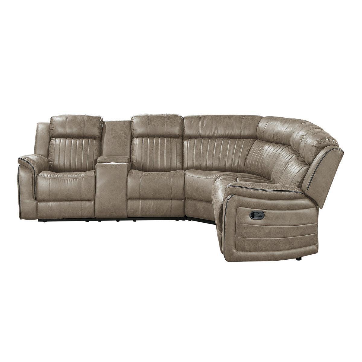 Centeroak Sandy Brown 3-Piece Reclining Sectional with Left Console