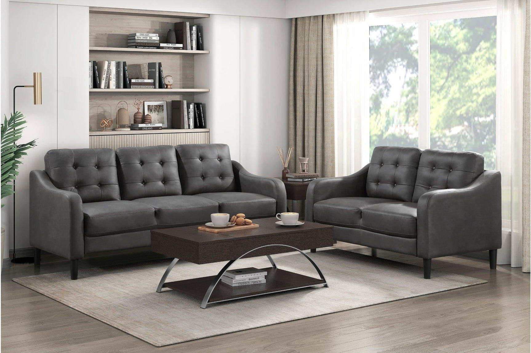 Mallory Gray Microfiber Living Room Set
