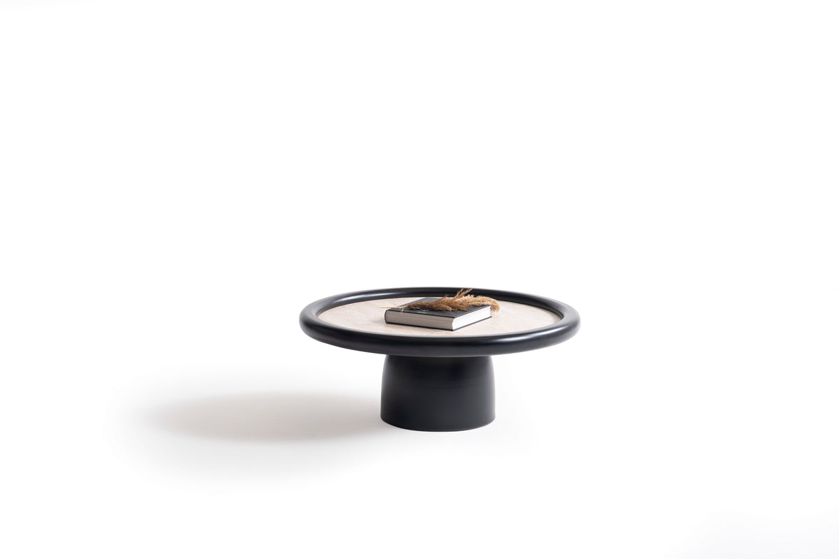 Romena Black Travertine 3-Piece Coffee Table Set