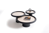 Romena Black Travertine 3-Piece Coffee Table Set