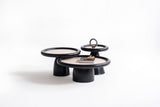 Romena Black Travertine 3-Piece Coffee Table Set