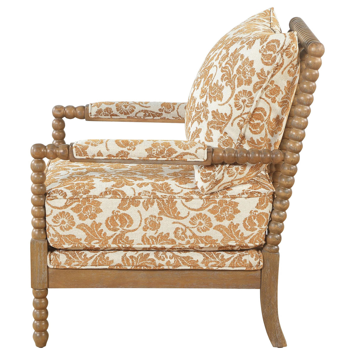 Blanchett Upholstered Bobbin Accent Chair Apricot and Distressed Brown — product image 5