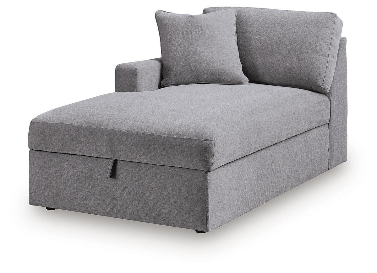 Modmax Granite 5-Piece Double Storage Chaise Sectional with Audio Consoles — angled view
