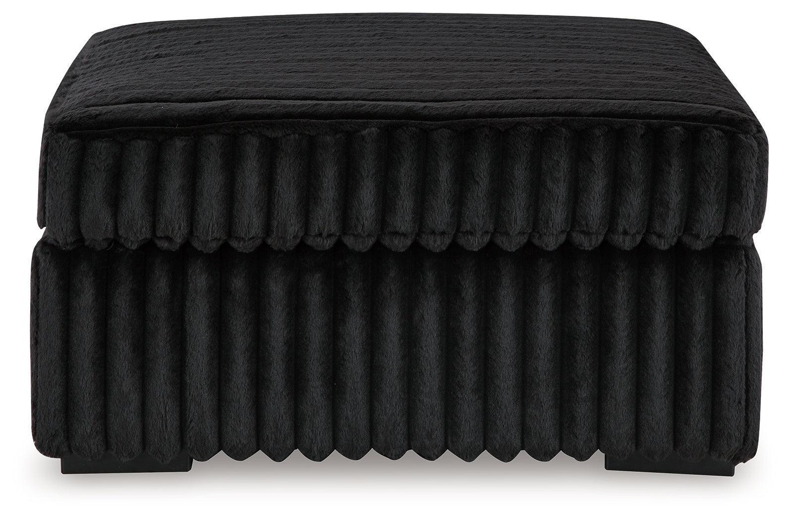 Midnight-Madness Onyx Velvet Oversized Accent Ottoman