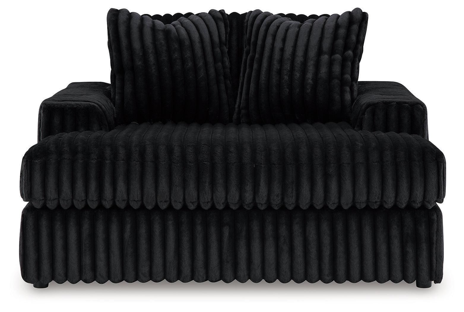 Midnight-Madness Onyx Velvet Oversized Chaise