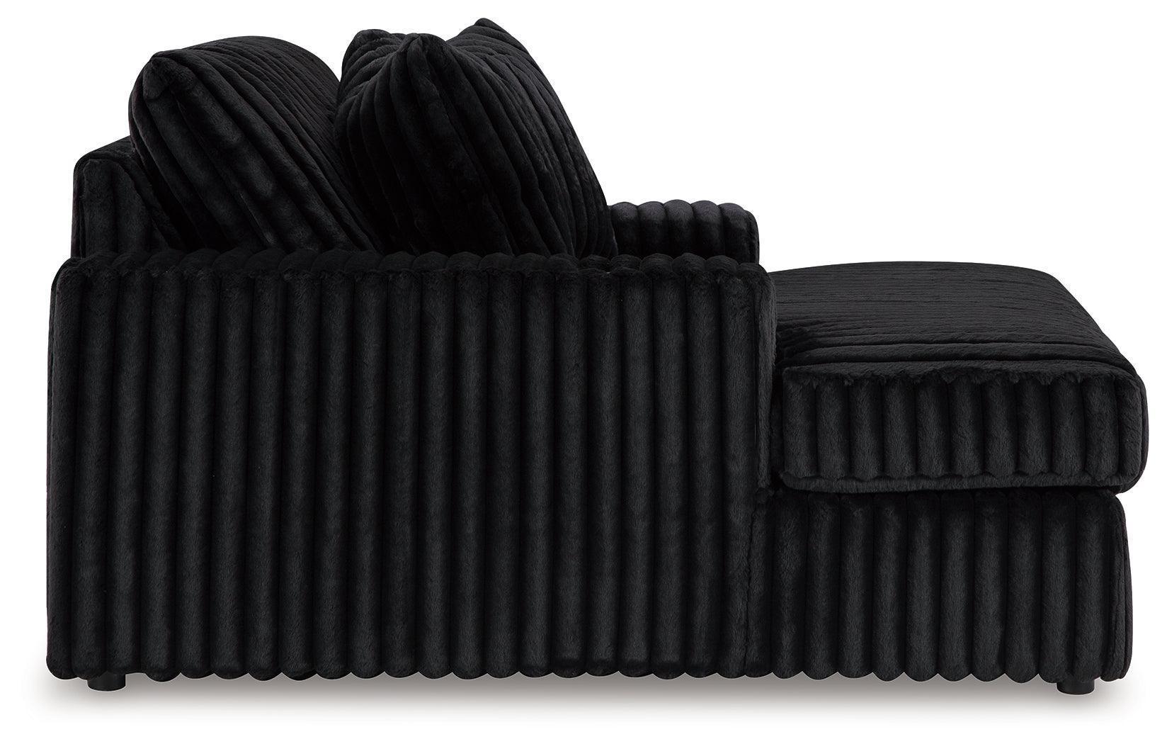 Midnight-Madness Onyx Velvet Oversized Chaise