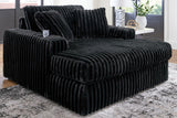 Midnight-Madness Onyx Velvet Oversized Chaise