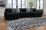 Midnight-Madness Onyx Velvet 3-Piece Sectional with Chaise