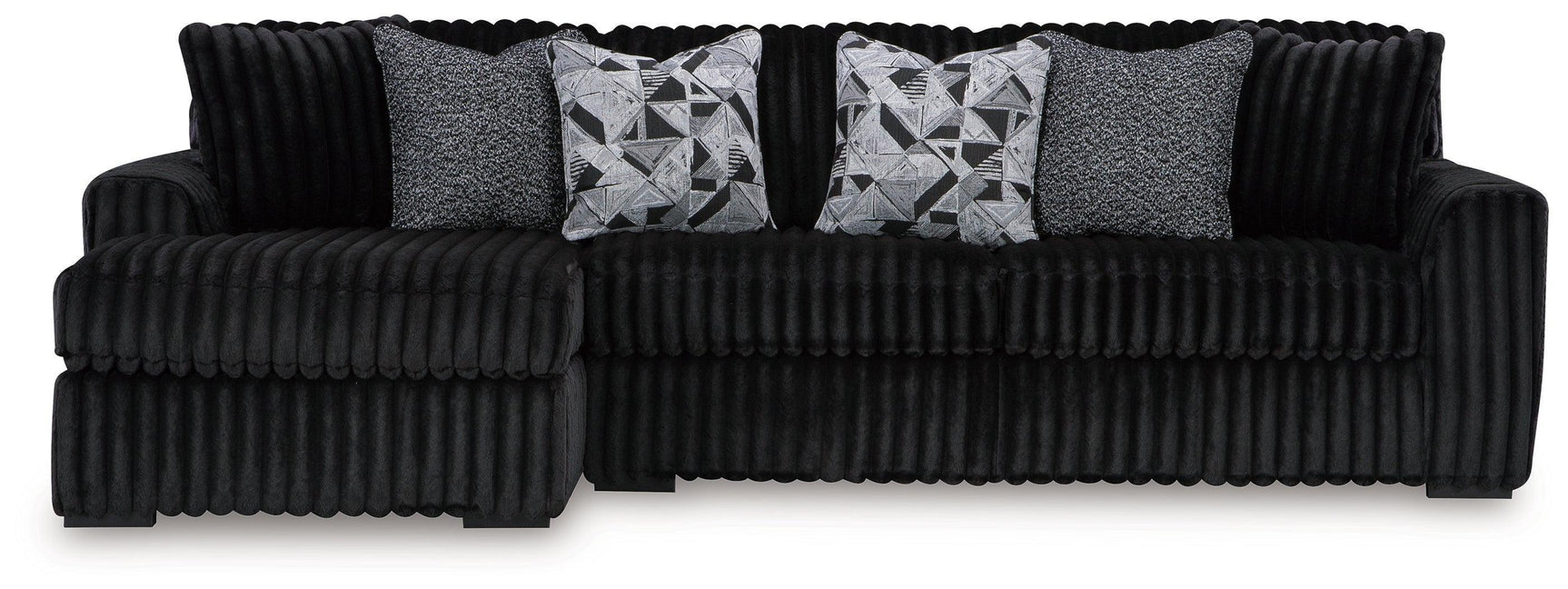 Midnight-Madness Onyx Velvet 2-Piece Sectional Sofa with Chaise