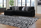 Midnight-Madness Onyx Velvet 2-Piece Sectional Sofa with Chaise