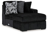 Midnight-Madness Onyx Velvet 3-Piece Sectional with Chaise