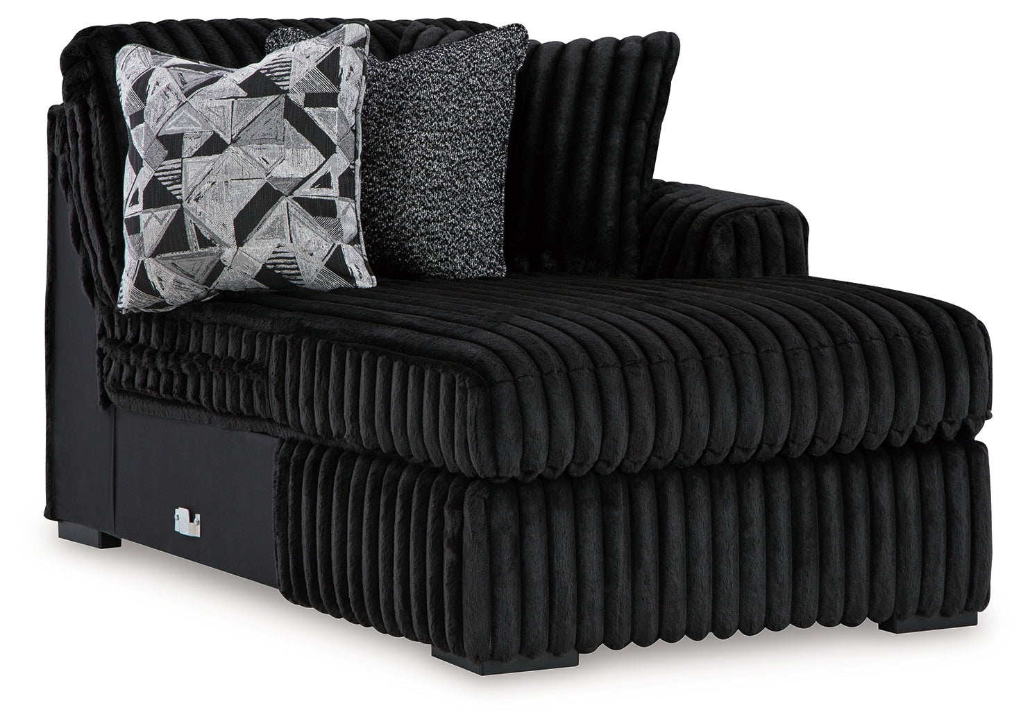 Midnight-Madness Onyx Velvet 3-Piece Sectional with Chaise