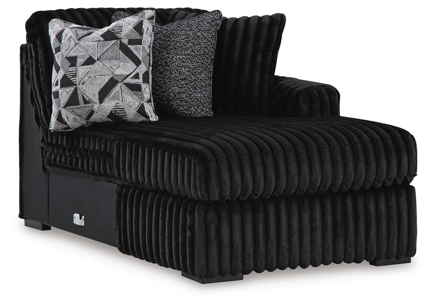 Midnight-Madness Onyx Velvet 3-Piece Sectional with Chaise angled view